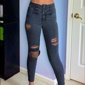 Black charcoal Refuge ripped skinny jeans